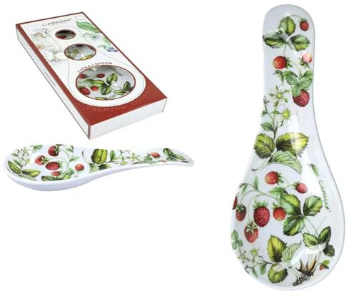 CARMANI - Repose-cuillère, porte-couverts imprimés avec la collection victorienne Granny – Motif fraise sauvage en plastique