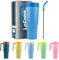 LoFone Bicchiere da 1200 ml con cannuccia, coperchio e manico, tazza da viaggio con manico, thermos per caffè caldo e freddo, a prova di perdite, tazza Stanleys isolata a prova di perdite (blu scuro)