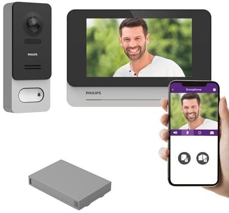Philips - Visiophone tactile 7 pouces sans fil et connecté - WelcomeEye Wireless - Philips - 531039 - Visiophone Philips WelcomeEye Wireless + 1 batterie (2 en tout)