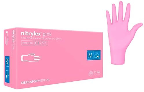 NAJDER Rosa Nitrilhandschuhe, Größe XS / 100 Stück, puderfreie Handschuhe, sicher für Latexallergiker, langlebig, universelle Form, resistent gegen Bakterien und Viren