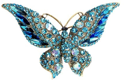 Schmetterlings Brosche, Anstecknadel, Anzug, Schmuckzubehör, Glänzende Strass Brosche, Abzeichen für Hut, Mantel, Blau