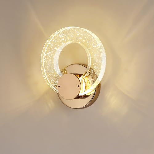 YOOCHUENG Wandlampe Innen Kristall Gold Wandlampe Moderner mit Dreifarbig Wandbeleuchtung für Wohnzimmer,Schlafzimmer,Flur,Veranda, L