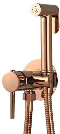 Rubinetto for bidet in oro rosa Set di spruzzatore for bidet portatile in ottone Miscelatore freddo Rubinetto for WC da bagno Soffione doccia igienico portatile
