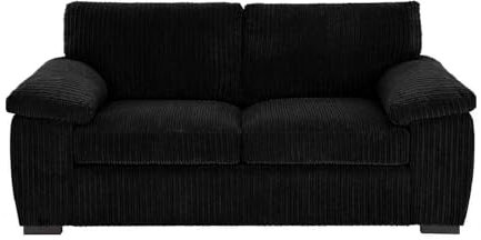 Amalfi jumbo cord fabric formal back sofa set (Black, 2 seater only)