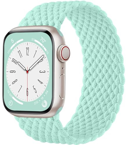 Maledan Trenzadas Correas Compatibles con Correa Apple Watch 41mm 40mm 38mm para Mujer Hombre, Correa Elástica Ajustable para iWatch Series 9 8 7 6 5 4 3 2 1 SE Ultra, MentaVerde