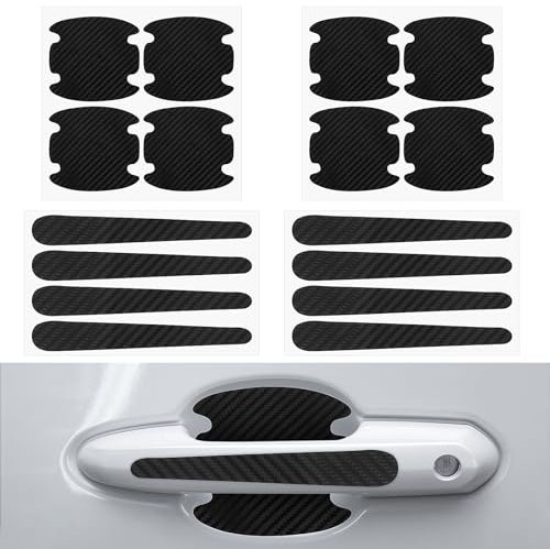 oruola 16pcs Car Door Handle Protective Film,Car Door Handle Protectors,Car Door Handle Scratch Protector,Carbon Fiber Car Door Handle Protective Sticker,Anti-Scratch,Universal Fit&Easy to Install