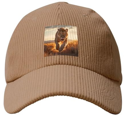 Beige Fashion Baseball Cap Mütze Herren Damen Cord The Puma Runs on The Prairie Picture, khaki, One size