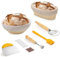 Onbqurg Gärkorb zum Brotbacken 2er- Set, Gärkörbchen-Set (Runde 23cm+Oval 25cm), Natürlichem Rattan, Inklusive Bäckermesser, Silikonpinsel