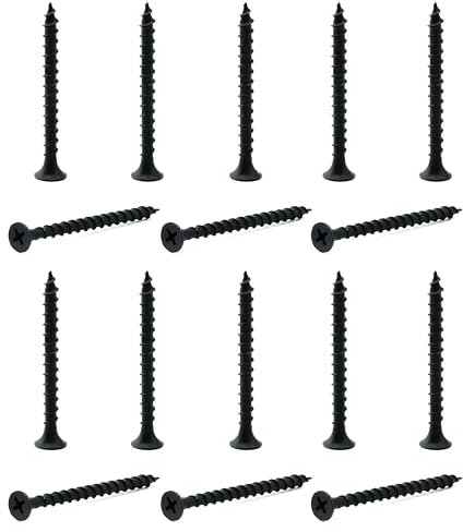 M3.5 x 50mm Black Self Tapping Drywall Screws, Carbon Steel Wood Screws, Coarse Thread Phillips Flat Head Screws for Wood, Cabinet, Furniture, 75PCS