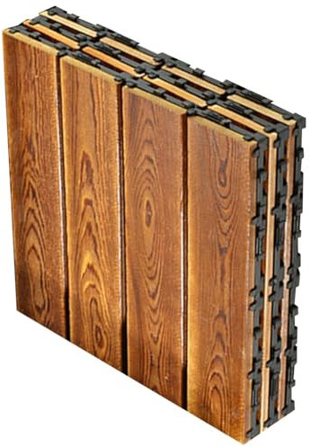 Esncddym Tuiles de terrasse en Bois, tuiles de terrasse emboîtables,3 Dalles de terrasse en Bois | Revêtement de Sol extérieur 12x12 Pouces, carrelage en Bois antidérapant pour Jardin, Potager,
