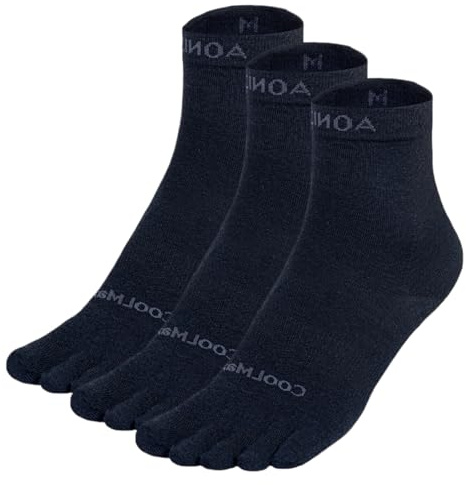 TRIWONDER Chaussette à Orteils Séparés 3 Paires Chaussettes de Sport 5 Doigts pour Homme Femme Trail Course Running (FR/ES, Alpha/lettres, S, Taille normale, Taille normale, Noir)