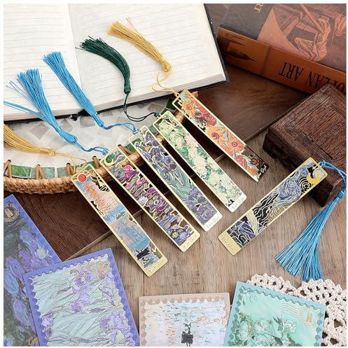 Oruola 6 Stück Lesezeichen Metall,Bookmarks Gold,Quaste Florales Bookmark,Personalisiertes Bookmark für Frauen Kinder Schüler Lehrer Buchliebhab Leser