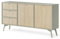 Emporius Hellgrün Sideboard mit 2 Türen Wood - Sideboard mit Schubladen 160 cm - Wohnzimmer, Gold Aluminium Griffen