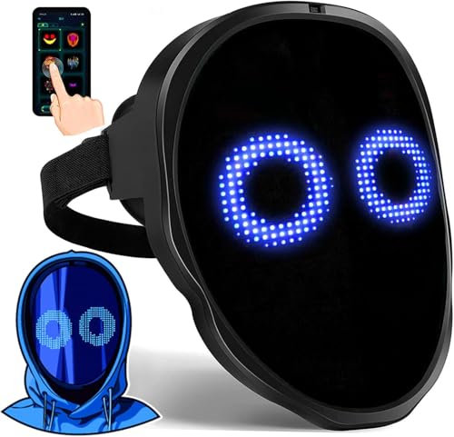 Programmable LED Face Transforming Mask with App Control, Costume Cosplay