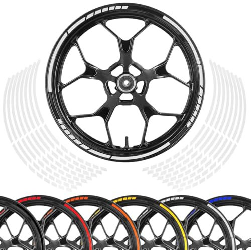 Area 1 Adhesivo para rueda de llanta de moto, color blanco