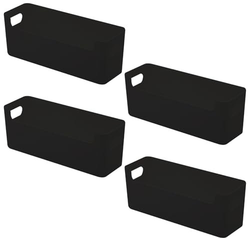 FYting Aufbewahrungskorb,4 Stück Badezimmer Organizer, Schubladen Organizer,Schminktisch Organizer,U-Port-Organizer Box für Schreibwaren, Socken, Unterwäsche, Datenkabel(Schwarz,25,5 x 8,5 x 8 cm)
