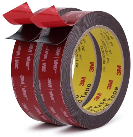 Ndcadhesive Ruban adhésif double face haute résistance 25 mm x 5,5 m 2 rouleaux 5925 adhésif puissant et imperméable Pour la déco intérieure maison bureau extérieure et automobile Noir