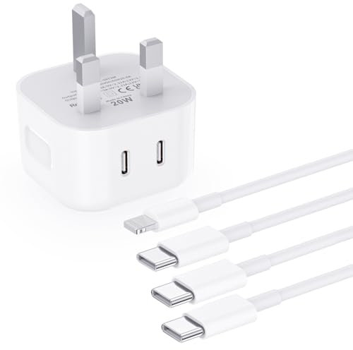 iPhone USB C Fast Charger 【MFi Certified】 20W iPhone Charger Plug with 2 * 2M i-Phone Cable Fast Charge Double Port PD USB C Wall Charger for i-Phone 16/15/14/13/12/11/XS Max/XS/XR/iPad Pro/Air