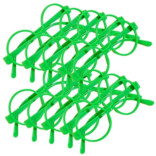 BESTonZON 30st Rundes Brillengestell Verzierung Des Brillengestells Grüne Rahmenbrille Neongrüne Brille Runde Gläser Ohne Brille Mit Grünem Kreis Rahmen Kostüm Spielzeug Plastik Green