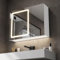 KIMENICH Spiegelschrank mit 2 LED Streifen, Badspiegelschrank mit Beleuchtung, 3 Farbtemperatur Dimmbar, 2 Türen, Verstellbare Ablage, 70 X 60 X 16.5 cm, Badezimmer