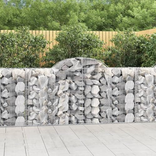 Somanki Gabione mit Hochbogen, Gabionenkörbe, Gabionen Hochbeet, Steinkorb, Gabionengitter, Drahtkorb Für Pflanzen, Kräuterspirale Für Garten, 200x50x100/120 cm Verzinktes Eisen