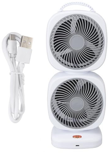 TOPINCN TOPINCNVentilador de Torre de Escritorio Pequeño, Ventilador de Torre Compacto con 5 Velocidades, Ventilador de Escritorio Giratorio, Ventilador Portátil Pequeño Recargable por