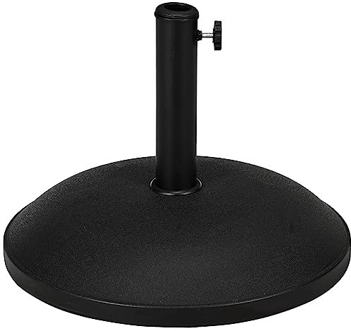 Outsunny Pied de Parasol Rond 25 kg, Support Parasol en Ciment, Base de Parasol pour terrasse Piscine Patio Jardin, Ø 49 x 37 cm, Noir