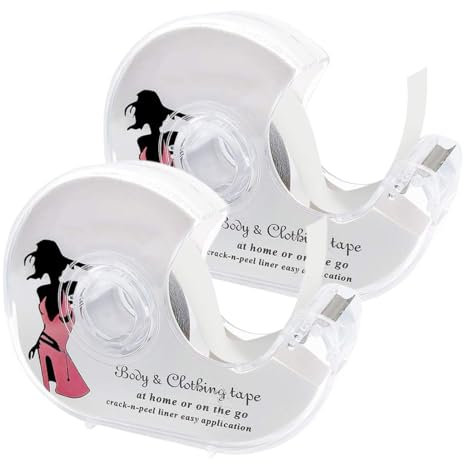 SGERUFZ 2 Rollos Fashion Tape, 5m cinta adhesiva doble cara, transparente, para ropa y cuerpo, ideal para vestidos de noche, moda nupcial, emergencias de moda y uso diario