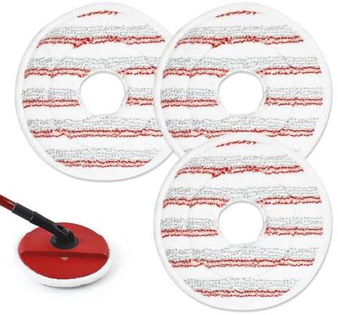 3 Pack Spin Mop Heads Replacement Compatible with Vileda, Reusable Vilda Spin Mop Heads for Multi Surface and Floor Cleaning, Washable, Red