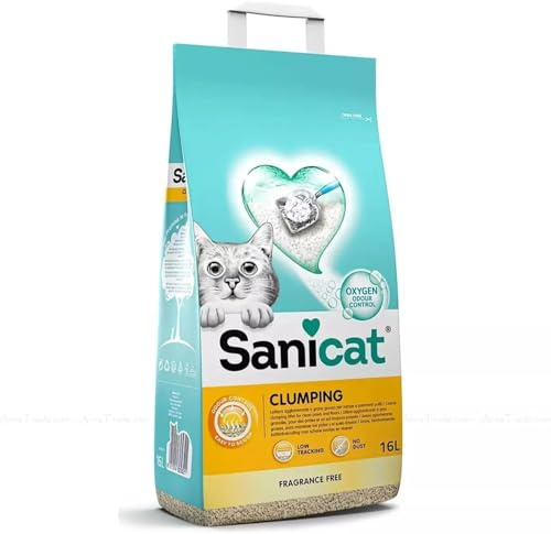 Sanicat Clumping Unscented Cat Litter (16L) is a high-performance, fragrance-free option designed for cat owners seeking effective odor control and moisture absorption.