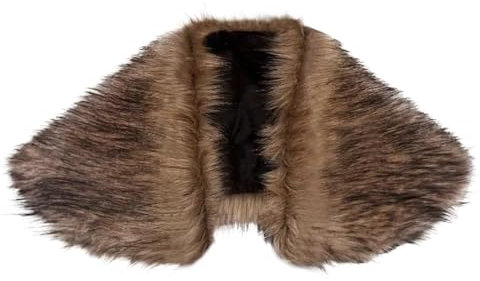 RUIXIA Col Fausse Fourrure Viking Châle en Fourrure Artificielle Collier Rétro Medieval Cape de Costume de Guerrier Médiéval Accessoire de costume de Viking,de renaissance Halloween