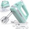 BAIGELONG Hand Electric Mixer, 300W Ultra Power Food Kitchen Mixer with 5 Self-Control Speeds + Turbo Boost, 5 Stainless Steel Attachments Handheld Blender for Baking, GREEN