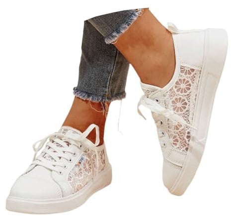 Trachten Sneaker Damen - Spitzen Trachtenschuhe Mesh Atmungsaktive Turnschuhe Sport Elegante Schuhe Freizeitschuhe Oktoberfest Outdoor Sportschuhe Walkingschuhe
