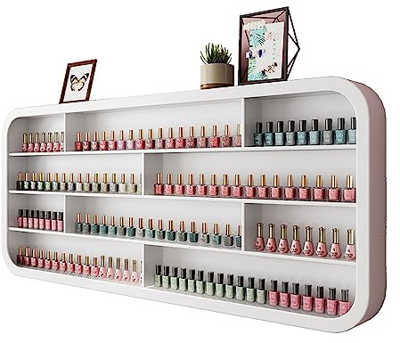 ZBJDX Leichtes Luxus Nagellack Wandregal, Offenes Kosmetikregal Aus Holz, Minimalistischer Nagellack Organizer, FüR Nagelstudios, GeschäFte Und Zuhause,1.2m