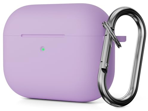Molylove Schutzhülle kompatibel mit AirPods Pro 3 (2025), Silikon Hülle für AirPods Pro 3 Generation, Stoßfeste Silikonhülle Kit & Karabiner (Lila)