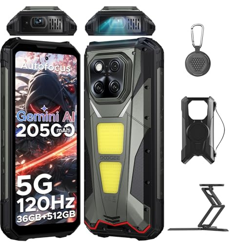 DOOGEE V Max Play 5G AI Rugged Smartphone With Projector, 20500mAh 45W, 36GB RAM + 512GB ROM/2TB, 6.78'' FHD+ 120Hz Unbreakable Phone, 32MP + 200MP, 1200LM Dual Camping lights With BT Speaker, Gray