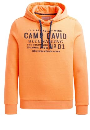 Camp David Herren Hoodie mit Wording Print Sunrise Neon, XXL