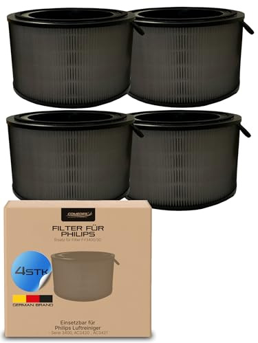 Comedes 4 Filter für Philips Luftbefeuchter & Luftreiniger [AC3420, AC3421 & Serie 3400] - Ersatz für FY3400/30-3-in-1 HEPA & Aktivkohle Filter, Schutz vor Pollen & Viren