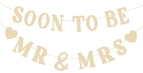 Exipsat Champagner Gold Glitzer Banner Soon To Be Mr & Mrs Verlobungsparty Dekorationen für Brautdusche Hochzeit