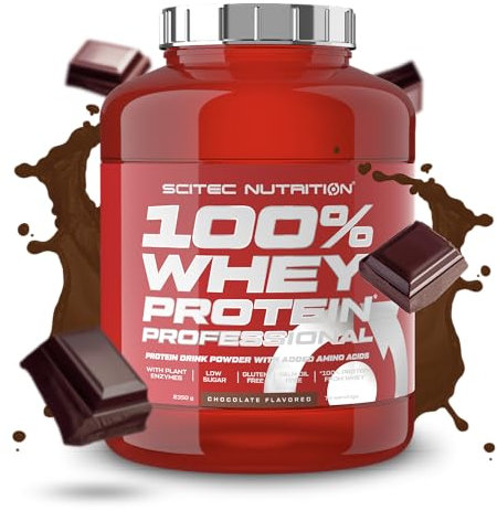 Scitec Nutrition 100% Whey Protein Professional - Amélioré avec des acides aminés supplémentaires et des enzymes digestives - Sans gluten - Sans huile de palme, 2.35 kg, Chocolat