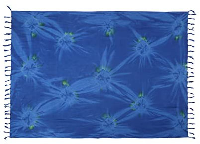 Ciffre Sarong Strandtuch Tuch Schal Lunghi Pareo Dhoti Wickelrock Blume Sommer Blau + Schnalle