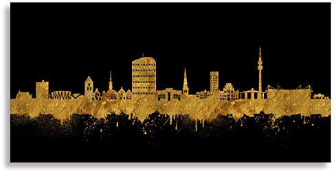 Kunstbruder Dortmund Wandbilder Dortmunder Skyline Gold (div. Größen) -Leinwnddrucke Kunst Druck auf Leinwand 100x200cm