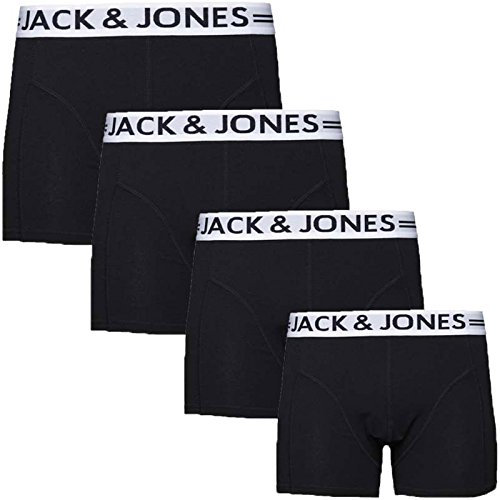 Jack & Jones Trunks ' 4er Pack ' Sense Boxershorts Boxer Short Unterhose S M L XL XXL NEU, Wäschegröße:L;Farbe:4er Black navy