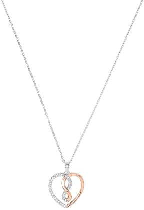 Amor Kette mit Anhänger 925 Sterling Silber Damen Halsschmuck, mit Zirkonia synth., 45 cm, Bicolor, Herz, Kommt in Schmuck Geschenk Box, 9270750