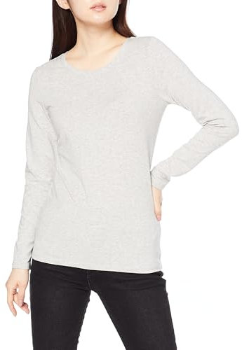 Amazon Essentials Women's Regular-Fit Long-Sleeve Crewneck T-Shirt (Available in Plus Size), Light Grey Heather, XL