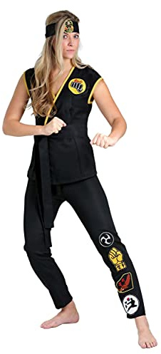 Women's Cobra Kai Costume - Officially Licensed Karate Kid Movie Outfit - Tunic, Pants, Belt, Headband