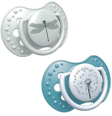 LOVI Silikon Schnuller dynamisch Botanic 2 St. Schützt den Saugreflex, Stillen sicher, Biss und Sprechen sicher, Antiallergisch (Grün, 6-18 m)