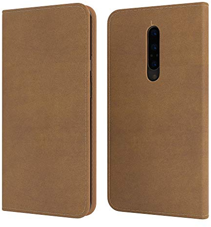 EAZY CASE Tasche kompatibel mit OnePlus 7 Pro Vintage Schutzhülle mit Standfunktion Klapphülle Bookstyle, Handytasche Handyhülle Flip Cover mit Magnetverschluss und Kartenfach, Kunstleder, Hellbraun