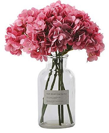 Cn-Knight Lot de 6 bouquets d'hortensia artificiels pour mariage, décoration de maison Art déco 6pcs 14'' H bordeaux