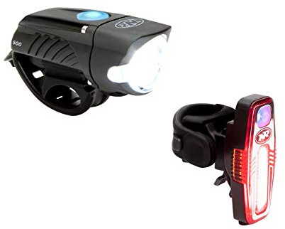NiteRider Swift 500 Front Bike Light Sabre 110 Rear Bike Light Combo Pack- USB Rechargeable Bicycle Headlight LED Front Light Easy to Install Water Resistant Road Commuting Cycling Safety Flashlight